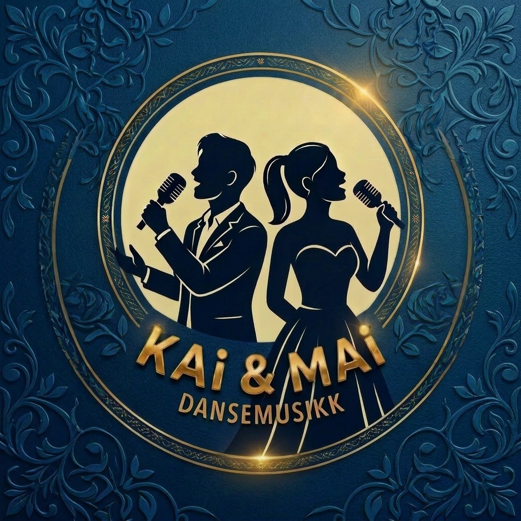 Et illustrasjon av KAi & MAi som står med hver sin mikrofon og synger danseband musikk